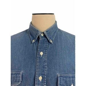 Ralph Lauren Chaps Denim Shirt Boy Scouts Tag Blue Mens Size XL country Cottons